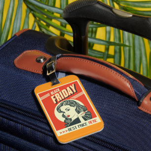 Etiqueta De Bagagem Retro Black Friday Pop Art Pin-Up Garota