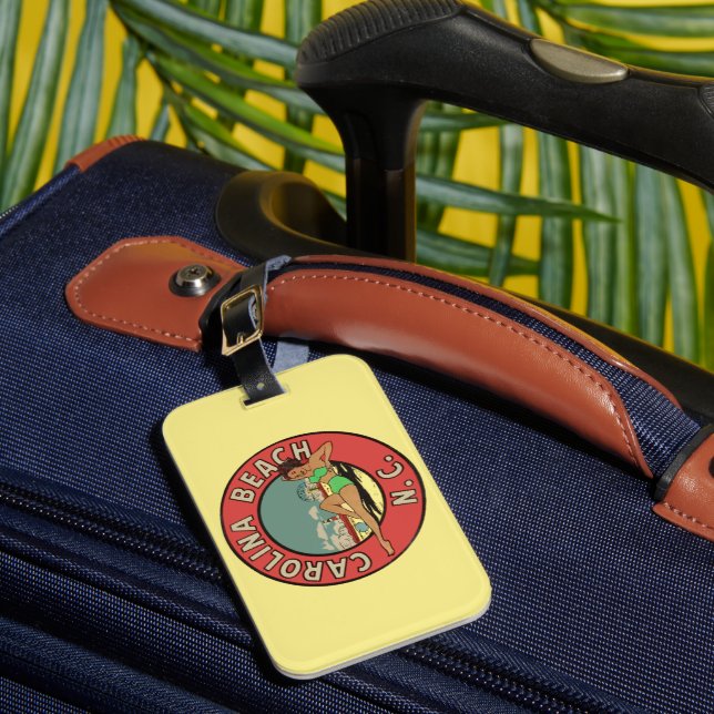 Etiqueta De Bagagem Retro Carolina Beach Roundel (Frente Insitu 1)