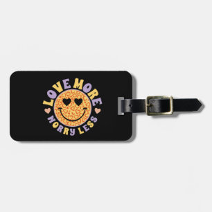 Etiqueta De Bagagem Retro Hippie ama mais, se preocupe menos