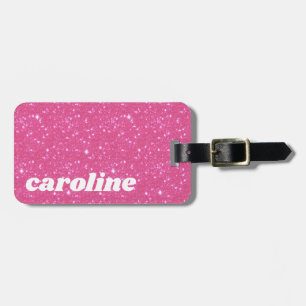 Etiqueta De Bagagem Retro Hot Pink Glitter Sparkle y2k Personalizado