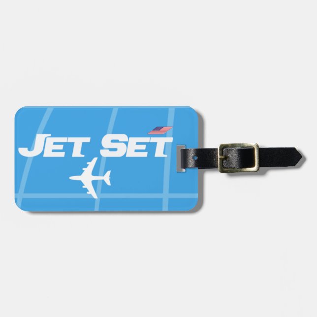 Etiqueta De Bagagem Retro Jet Set Azul (Frente Horizontal)