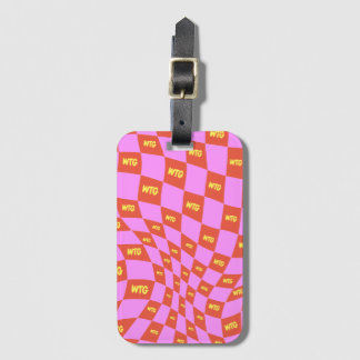 Etiqueta De Bagagem retro moderno amarelo-alaranjado-claro-néon-cheio