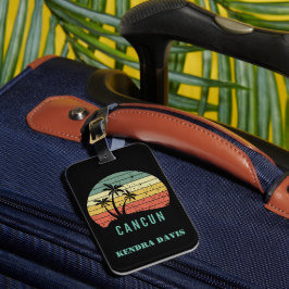 Etiqueta De Bagagem Retro Personalizado Cancun Souvenir