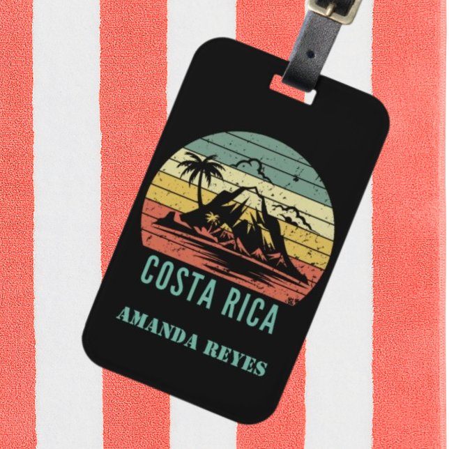 Etiqueta De Bagagem Retro Personalizado Costa Rica Beach (Criador carregado)