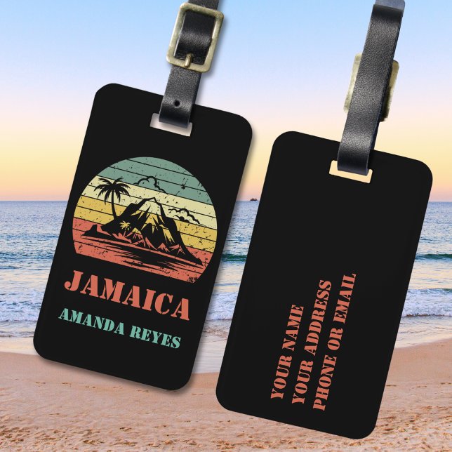 Etiqueta De Bagagem Retro Personalizado Jamaica (Criador carregado)