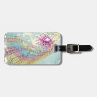 Retro Rainbow e Music Notes em uma Textura Shabby