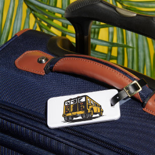 Etiqueta De Bagagem Retro School Bus Vintage Amarelo