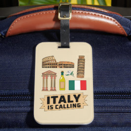 Etiqueta De Bagagem Retro Travel Italy Iconic National Symbols