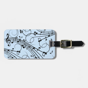 Etiqueta De Bagagem Rico Music Notes Blue