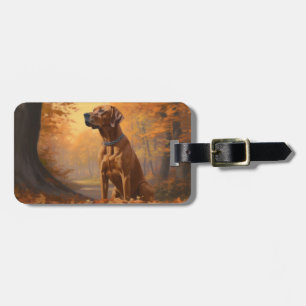 Etiqueta De Bagagem Ridgeback rodesiano em Folhas de outono inspira-se