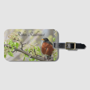 Etiqueta De Bagagem Robin Americano - Primavera Blossoms