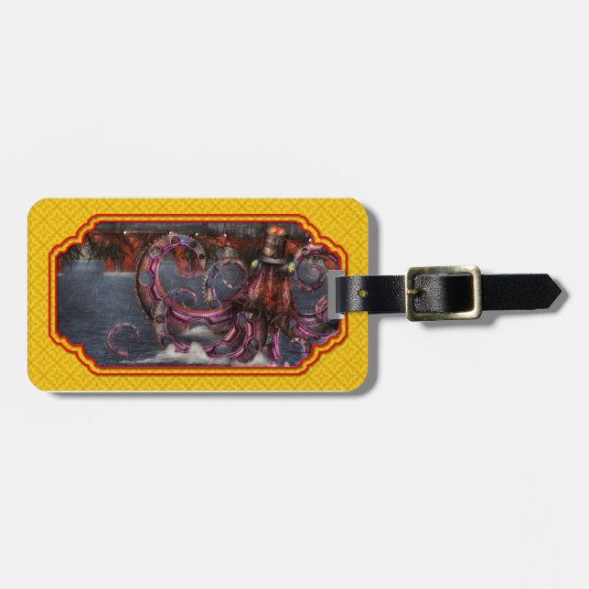 Etiqueta De Bagagem Roboticus do magnificus de Steampunk - de (Frente Horizontal)