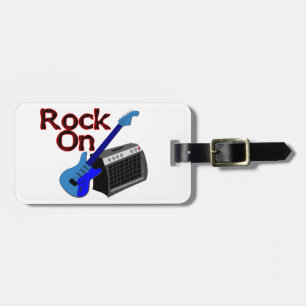 Etiqueta De Bagagem Rocha na guitarra & no ampère