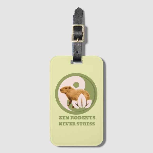Etiqueta De Bagagem Roedores Zen Nunca Estressam Humor do Capivara (Frente Vertical)