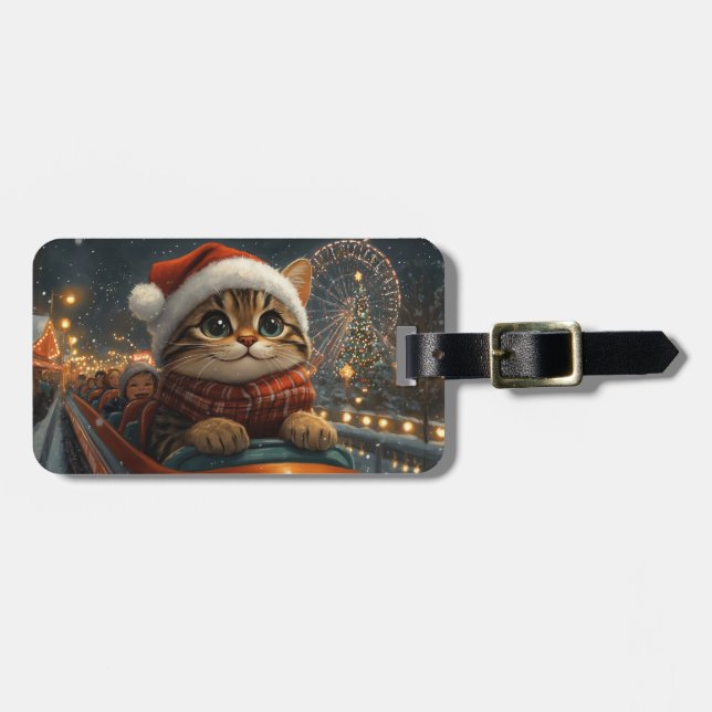 Etiqueta De Bagagem Rolo Compressor de Gato Bengaliano Natal (Frente Horizontal)