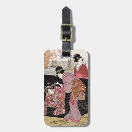 Etiqueta De Bagagem Rolo japonês legal da senhora da gueixa do trio do