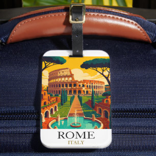 Etiqueta De Bagagem Roma Itália Coliseu Viagem Vintage