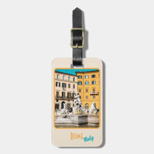 Etiqueta De Bagagem Roma, Itália: Trevi Fountain Vintage Style