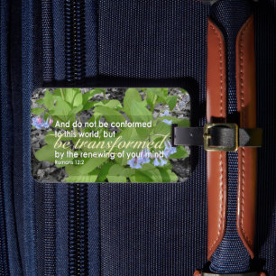 Etiqueta De Bagagem Romanos Transformados 12:2 Bíblia Cristã Floral