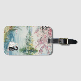 Etiqueta De Bagagem Romântica Swans Lake Love