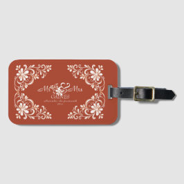 Etiqueta De Bagagem Romântico Vermelho Sr. e Sra. Floral Wedding