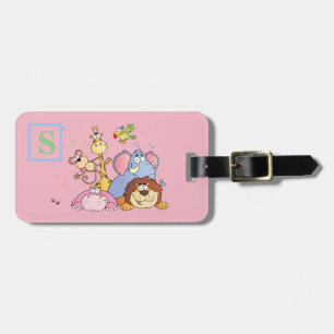 Etiqueta de Bagagem Rosa Animal com Selo Inicial