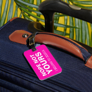 Etiqueta De Bagagem Rosa brilhante engraçado personalizado do viagem