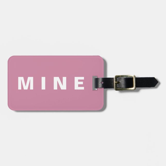 Etiqueta de bagagem rosa com 'Minha' escrita nela (Frente Horizontal)