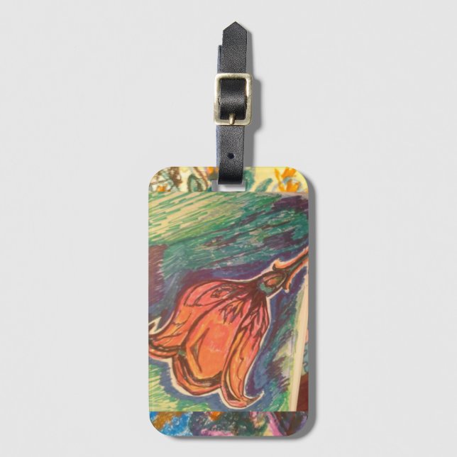 Etiqueta De Bagagem Rosa de vidro. (Frente Vertical)