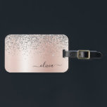 Etiqueta De Bagagem Rosa Dourado - Brilho Rosa Bege Glitter Monograma<br><div class="desc">Rosa Dourado - Rosa Bege e Prata Falso Folheado Metálico Brilho Glitter Metal Monograma Nome e Etiqueta de Bagagem ou Mala. Isso faz o presente perfeito de aniversário de 16 anos, casamento, chá de noiva, aniversário, chá de bebê ou despedida de solteira para alguém que ama luxo e estilos chiques....</div>