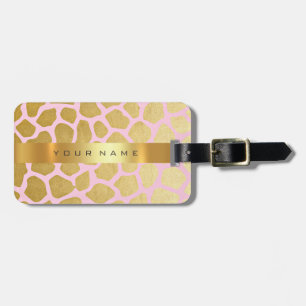 Etiqueta De Bagagem Rosa Dourado feito sob encomenda da pele animal do