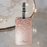 Etiqueta De Bagagem Rosa Dourado - Monograma de Nome em Brilho Rosa Be<br><div class="desc">Rosa Dourado - Etiqueta de Bagagem ou Mala com Monograma de Nome e Inicial em Metal Brilhante com Brilho Rosa Bege Falso. Isso faz o presente perfeito para aniversário de 16 anos, casamento, chá de noiva, aniversário de casamento, chá de bebê ou festa de despedida de solteira para alguém que...</div>