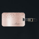 Etiqueta De Bagagem Rosa Dourado - Nome do Monograma do Metal com Lant<br><div class="desc">Rosa Dourado - Folha cor-de-rosa esmaecida Folha metálica Farelo Glitter esmagado Monograma e Marca inicial ou Bagagem. Isto faz o doce e perfeito aniversário de 16 anos,  casamento,  chá de panela,  aniversário,  chá de fraldas ou festa de solteira presente para alguém que ama luxo de luxo e estilos quíticos.</div>