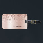 Etiqueta De Bagagem Rosa Dourado - Nome do Monograma do Metal com Lant<br><div class="desc">Rosa Dourado - Folha cor-de-rosa esmaecida Folha metálica Farelo Glitter esmagado Monograma e Marca inicial ou Bagagem. Isto faz o doce e perfeito aniversário de 16 anos,  casamento,  chá de panela,  aniversário,  chá de fraldas ou festa de solteira presente para alguém que ama luxo de luxo e estilos quíticos.</div>