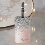 Etiqueta De Bagagem Rosa Dourado - Rosa Bege Glitter Monograma Pratead<br><div class="desc">Rosa Dourado - Rosa Bege e Falso Brilho Metálico Prateado Glitter Monograma Nome e Inicial Escovado Tag de Mala ou Bagagem. Isso faz o presente perfeito para aniversário de sweet 16, casamento, chá de noiva, aniversário de casamento, chá de bebê ou festa de despedida de solteira para alguém que ama...</div>
