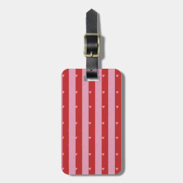 Etiqueta De Bagagem Rosa e vermelho, listras de coração