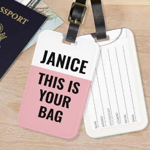 Etiqueta De Bagagem Rosa Esta É Sua Bolsa Dizer Engraçado