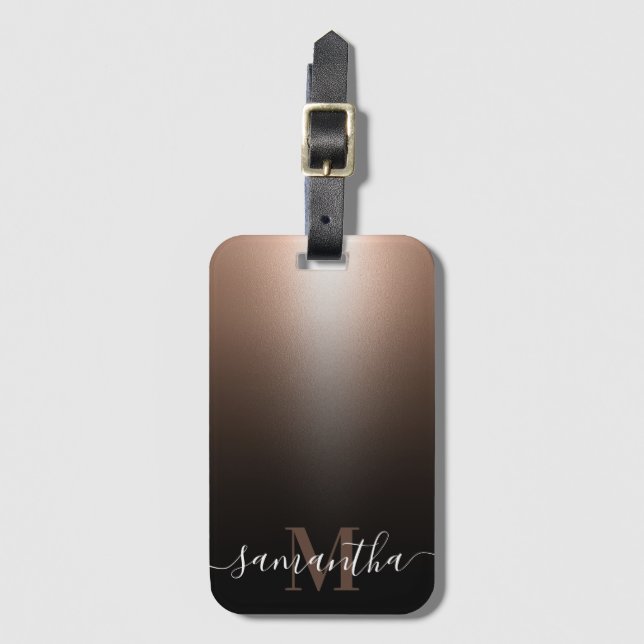 Etiqueta De Bagagem Rosa Gold Foil (Frente Vertical)