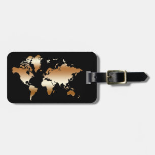 Etiqueta De Bagagem Rosa gold World Map Faux Professional Chic Vintage