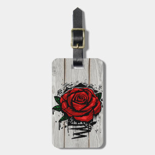 Etiqueta De Bagagem Rosa Grafite Rústico Madeira Arte Urbana Gotejamen