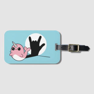 Etiqueta De Bagagem Rosa Narwhal ASL I Love You - Deaf Culture Design