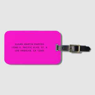 Etiqueta De Bagagem Rosa Neon e Preto Minimalista Moderno