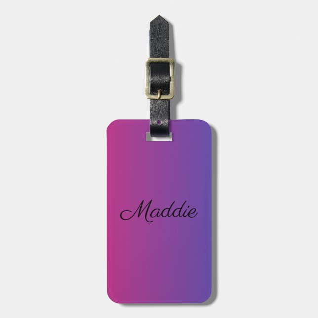 Etiqueta De Bagagem Rosa Ombre e Roxo (Frente Vertical)
