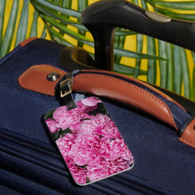 Etiqueta De Bagagem Rosa Peônia Sofisticada (Frente Insitu 1)