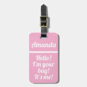 Etiqueta de Bagagem Rosa Personalizada Engraçada P