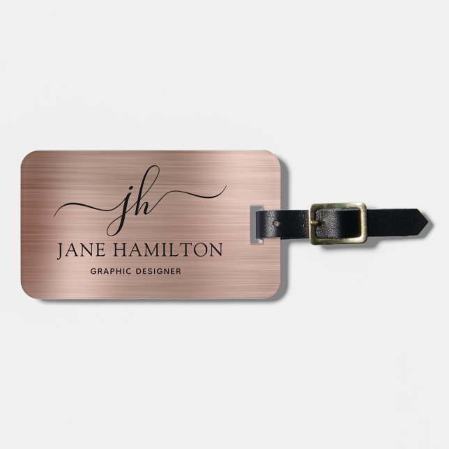 Etiqueta De Bagagem Rosa Personalizado Script Personalizado (Frente Horizontal)
