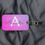 Etiqueta De Bagagem Rosa - Puro Sparkle Glitter Monograma Nome<br><div class="desc">Nome do Monograma e Marca de Bagagem Inicial do Pastel de Ombre, cor-de-rosa e roxa. Esta etiqueta de mala é perfeita para Voltar à escola, ao trabalho ou à viagem. A Etiqueta de Bagagens Rosa e Púrpura também faz um excelente a favor de casamentos, aniversários, chás de panela, luas de...</div>