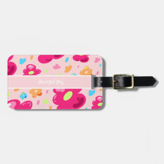 Etiqueta De Bagagem Rosa Quente Uplifting com Flor de Geléia Rosa Past