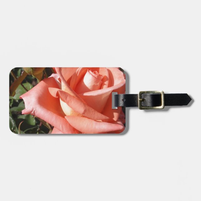 Etiqueta De Bagagem Rosa Rosa Pêssego (Frente Horizontal)
