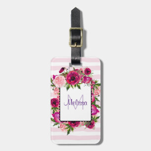 Etiqueta De Bagagem Rosa Rosa Rosa Rosa Rosa e Buquê Floral Rosa Rosa